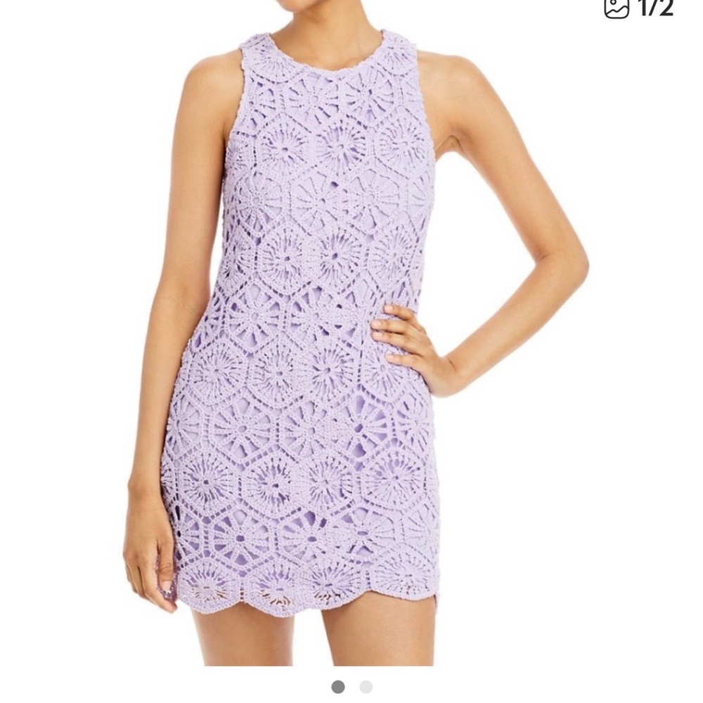 Aqua (Bloomingdale’s) Lavender Crochet Mini Dress